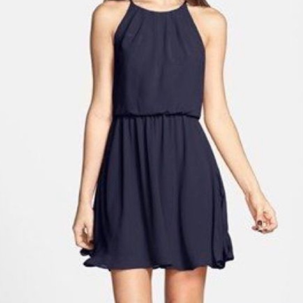 Navy blue halter dress -size large